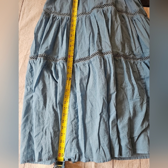 HYFVE Size Large Overall Midi Dress Cottagecore Boho Farmcore Dress Cotton Blue - Picture 10 of 11